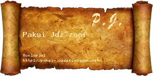 Paksi József névjegykártya